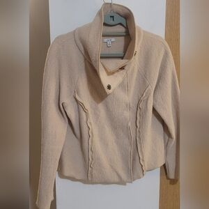 Cozy Beige Sweater Jacket. 100% Wool